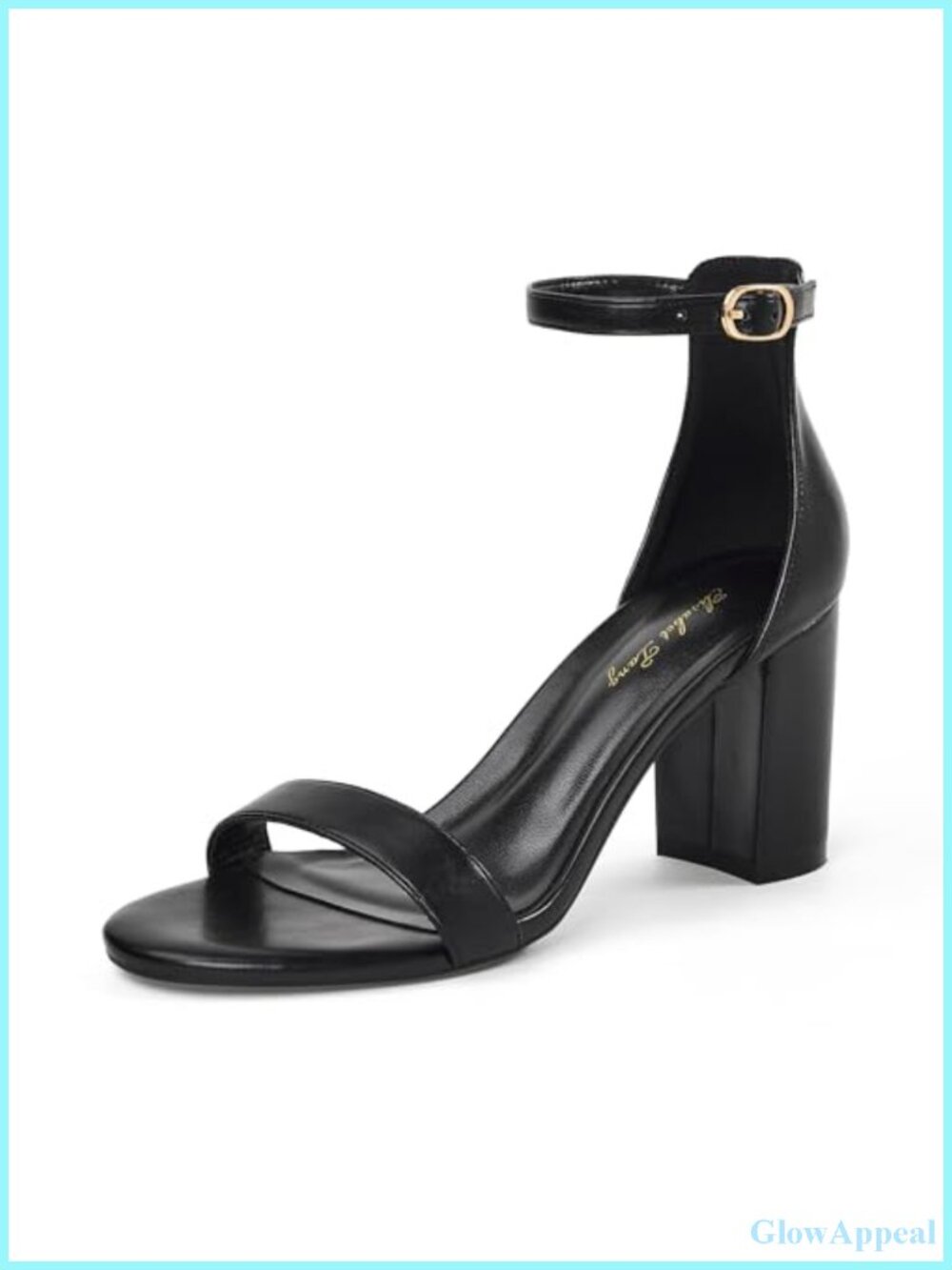 Chunky Block Heel Ankle Strap Sandals Round Toe Faux Leather
